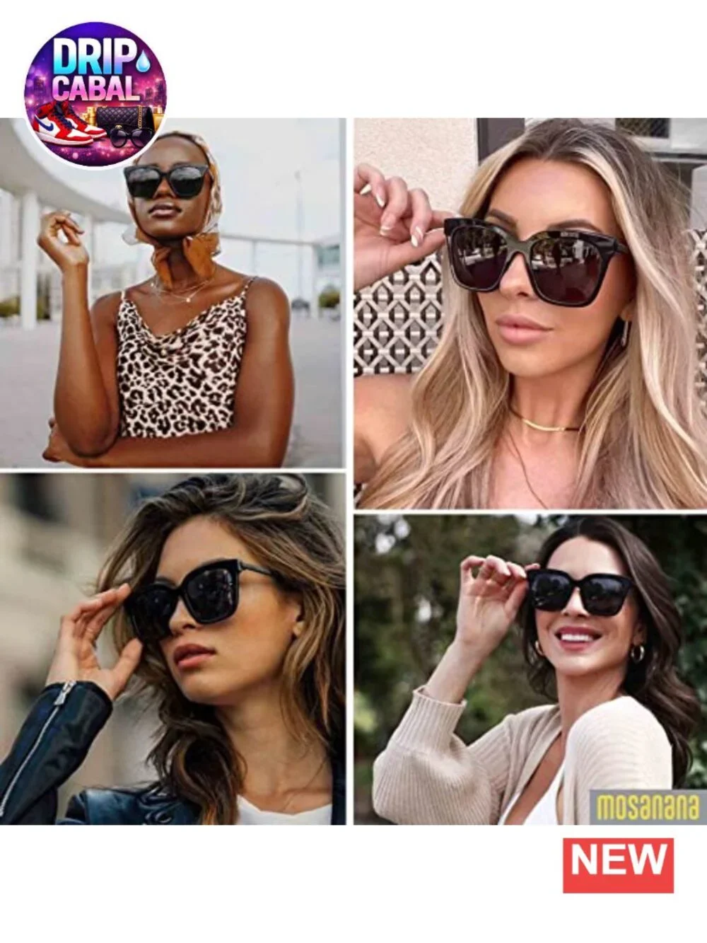 Oversized Square Sunglasses for Women UV400 Protection Metal Temples Trendy